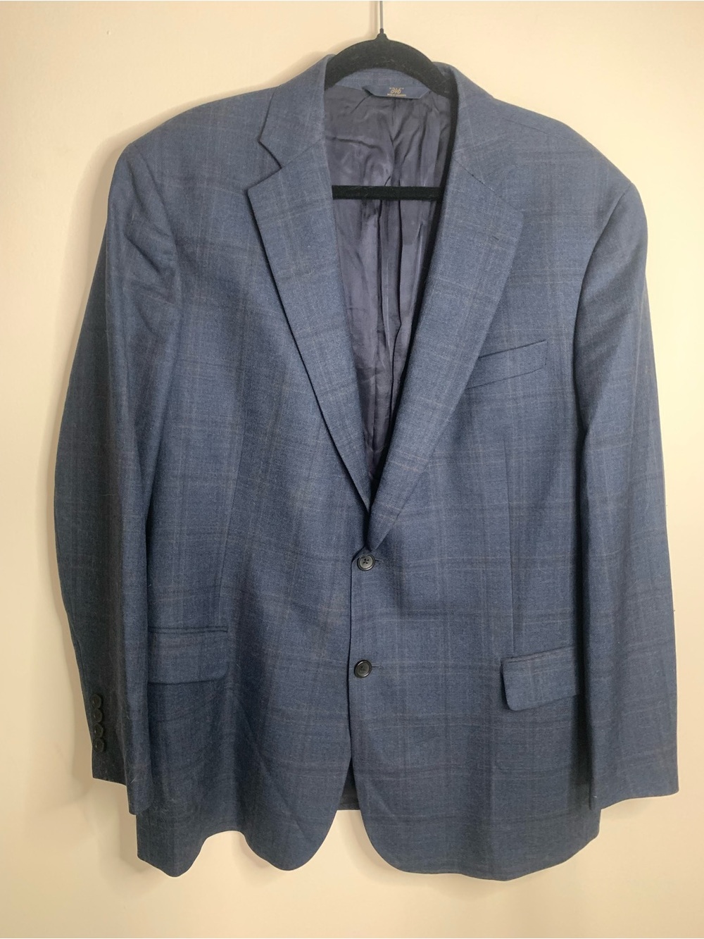 Brooks Brothers 346 Navy Plaid Sport Coat Regent Fit 46R